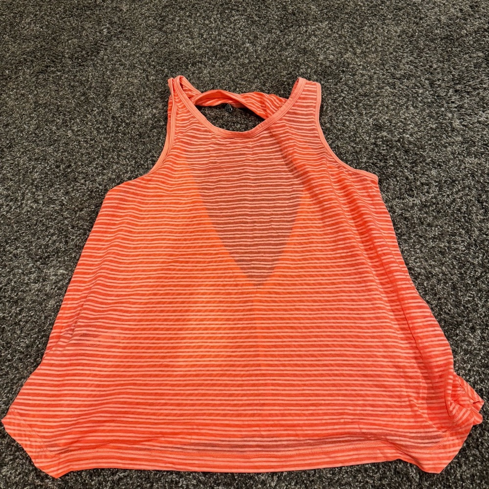 Lorna Jane Striped Coral Athletic Tank Top